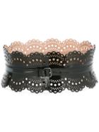 Alaïa Laser Cut Waist Belt, Women's, Size: 80, Black, Calf Leather
