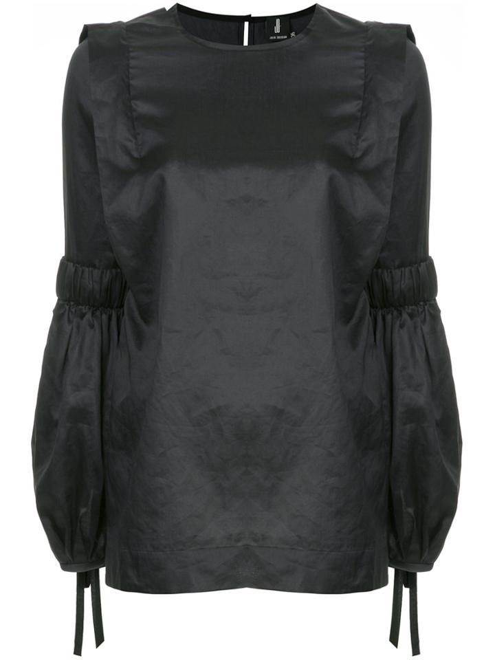 Julia Davidian Puffed Flared Sleeve Blouse - Blue