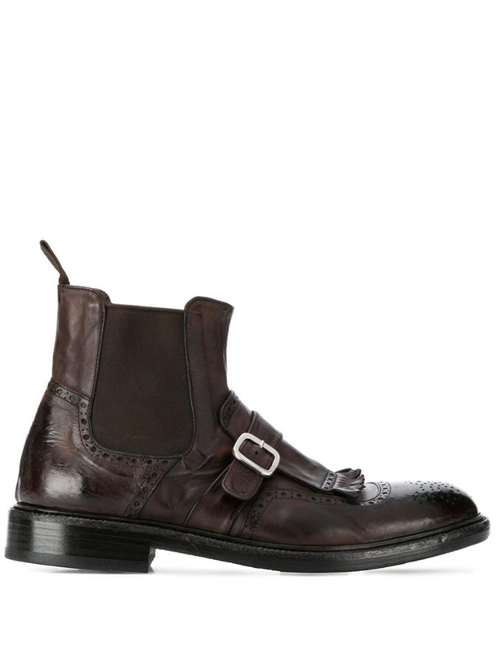 Green George Buckle-detail Ankle Boots - Brown