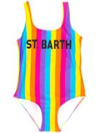 Mc2 Saint Barth Kids Rainbow Striped Swimsuit - Yellow
