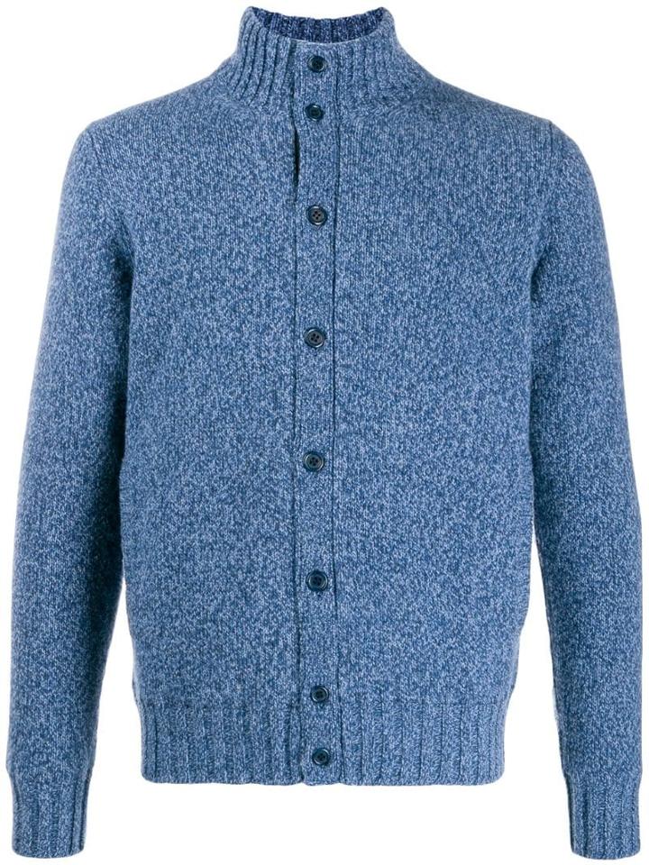 Doriani Cashmere Slim-fit Button-up Cardigan - Blue