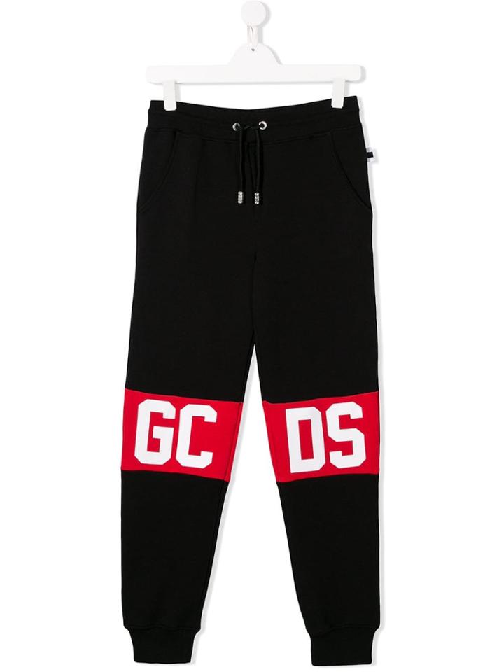 Gcds Kids Logo Drawstring Trousers - Black