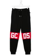 Gcds Kids Logo Drawstring Trousers - Black