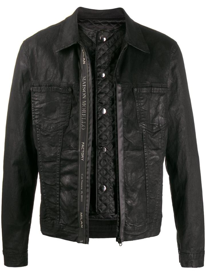 Frankie Morello Combined Graphic-print Jacket - Black