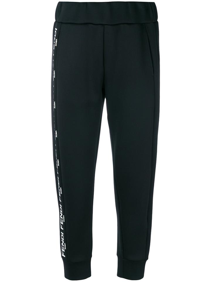 Fendi Cropped Slim-fit Trousers - Black