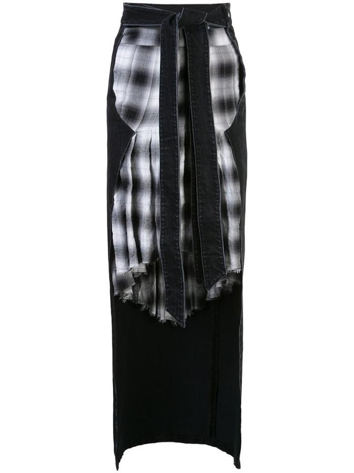 Unravel Project Reconstructed Denim Belted Skirt - Black
