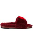 Anya Hindmarch Flat Shearling Heart Slides - Red