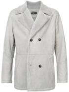 Kiton Double Breasted Shearling Coat - Grey