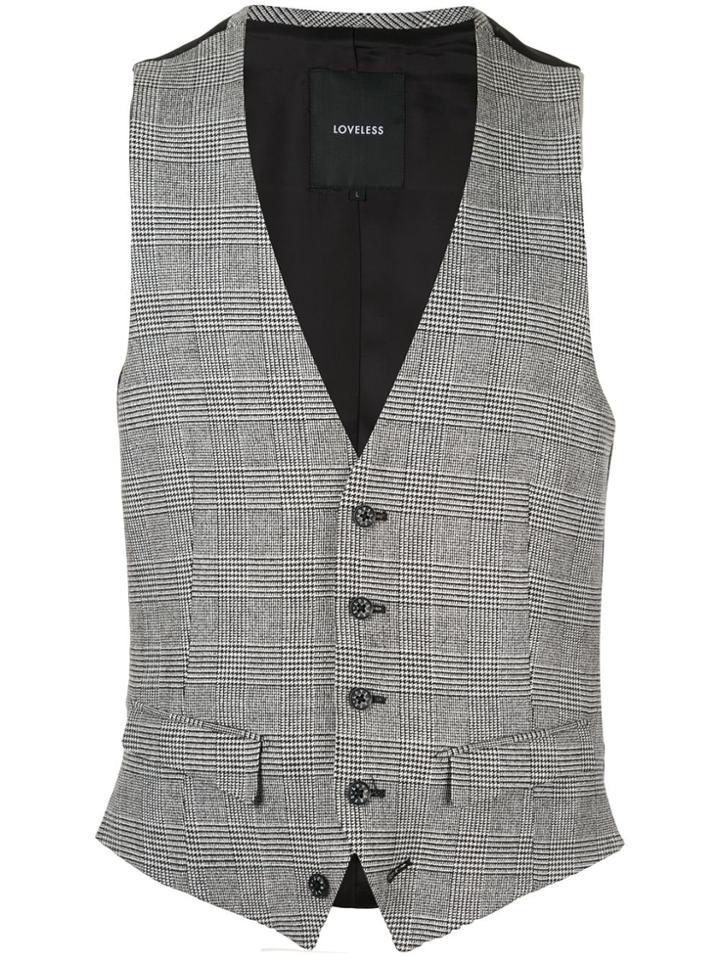 Loveless Fitted Plaid Waistcoat - Grey