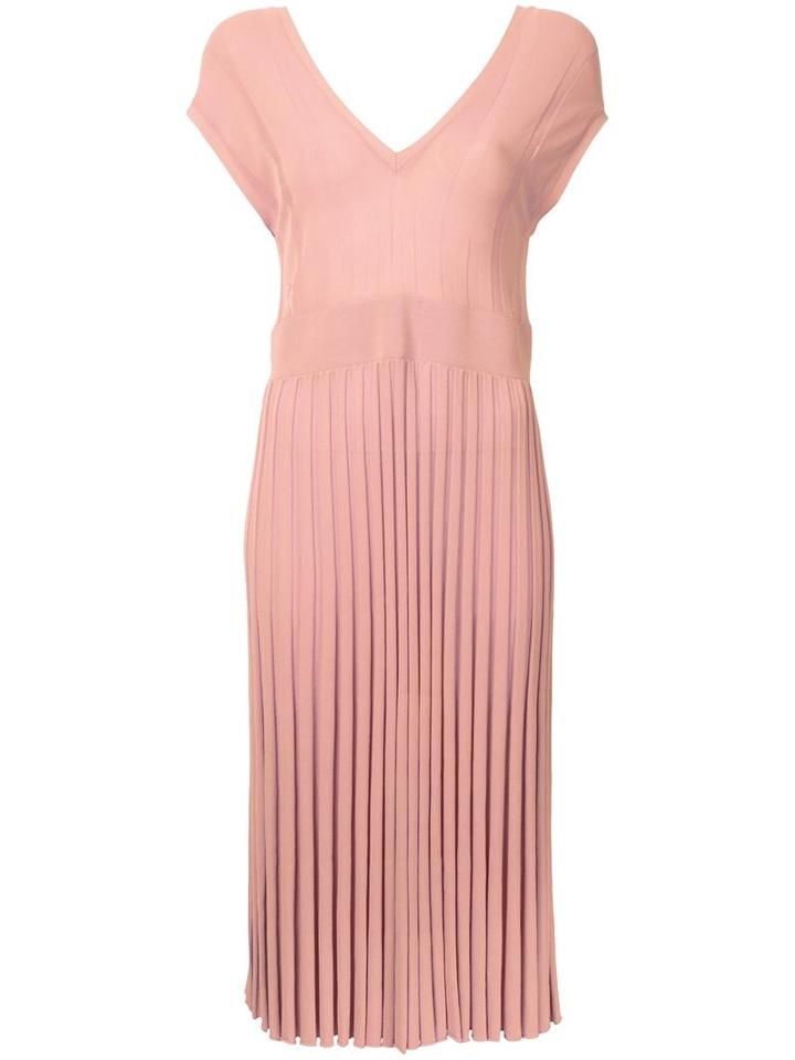 Scanlan Theodore Pleated Rib V-neck Dress, Women's, Size: S/m, Pink/purple, Viscose