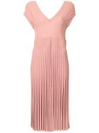 Scanlan Theodore Pleated Rib V-neck Dress, Women's, Size: S/m, Pink/purple, Viscose