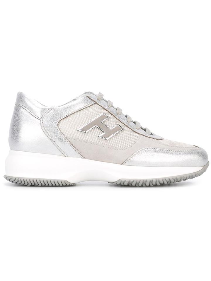 Hogan Interactive Sneakers, Women's, Size: 38, Grey, Calf Leather/nylon/leather/rubber