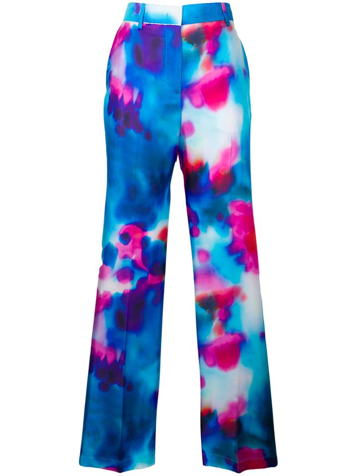 Msgm Wide-leg Printed Trousers - Blue