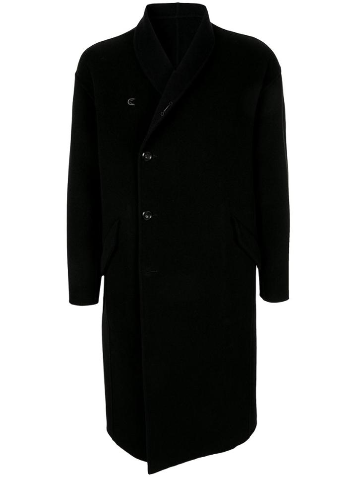 Kazuyuki Kumagai Off-centre Fastening Coat - Black