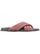 Bassike Cross Strap Sandals - Red