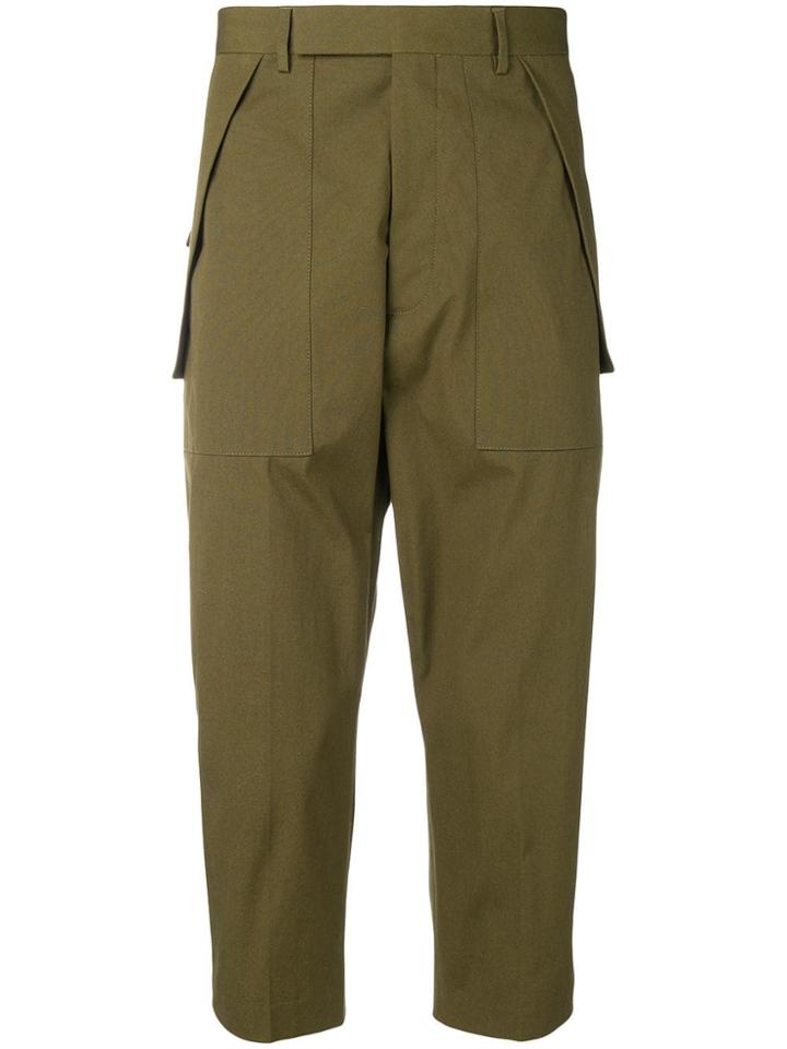 Rick Owens Cropped Cargo Trousers - Green