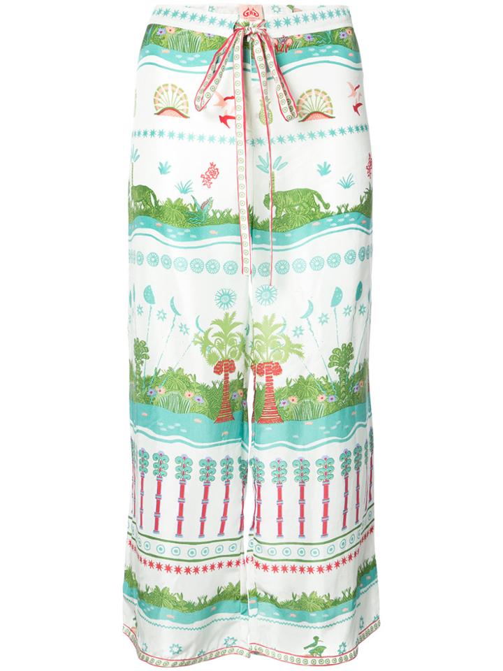 Le Sirenuse Printed Flared Pants - Green