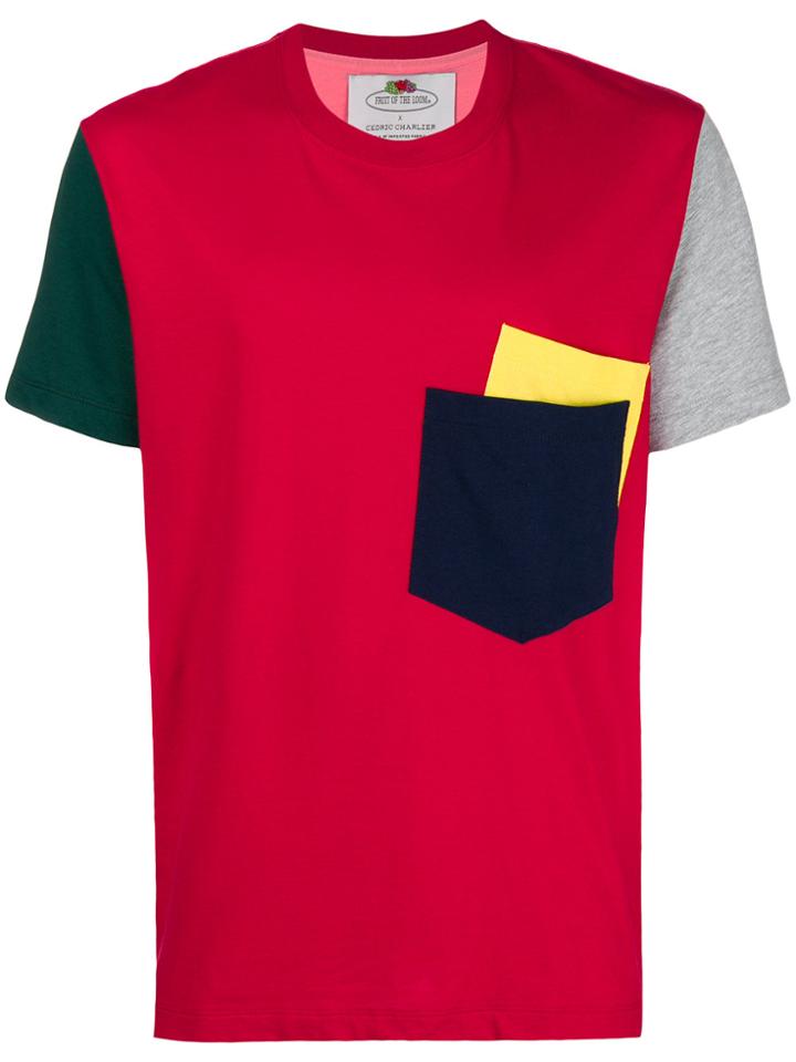 Cédric Charlier Colourblock Pocket Tee - Red