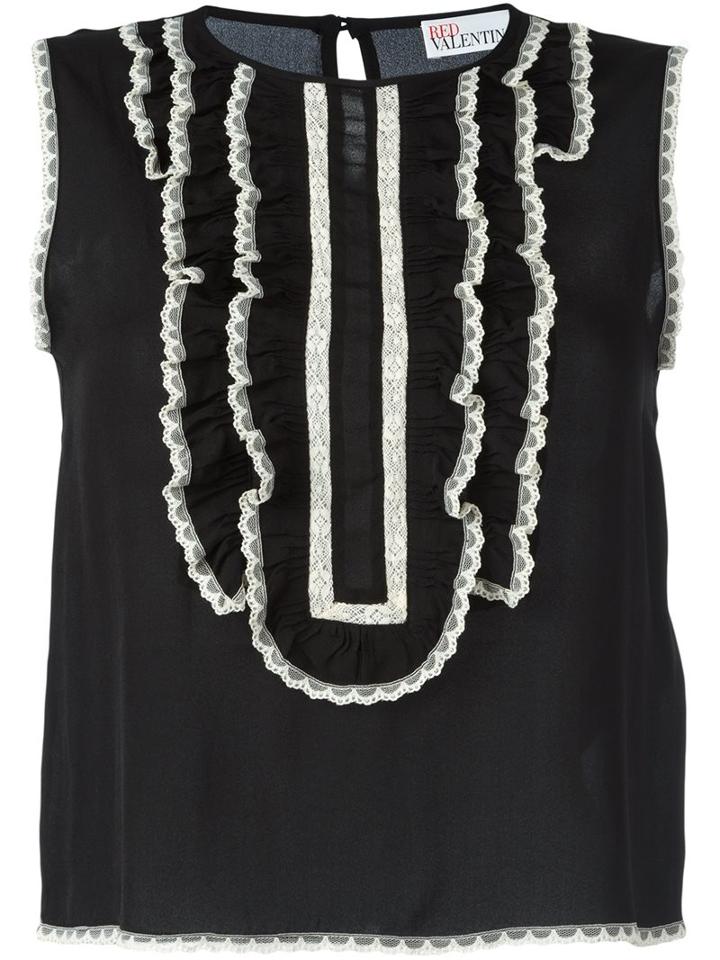 Red Valentino Contrast Lace Trim Top