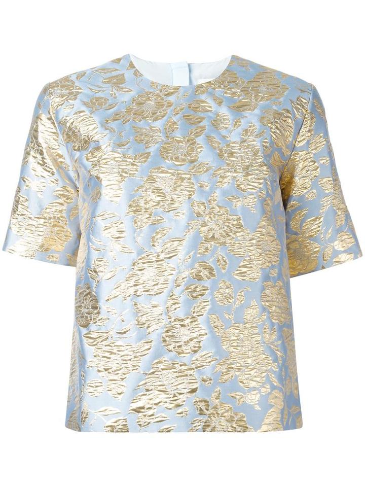 Msgm Metallic Jacquard T-shirt, Women's, Size: 44, Blue, Polyester/polyamide/metallic Fibre