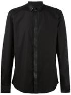 Les Hommes Contrast Fastening Shirt, Men's, Size: 52, Black, Cotton/spandex/elastane