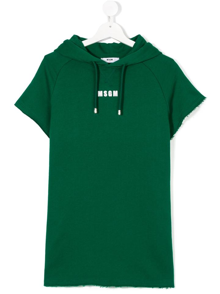 Msgm Kids Teen Hooded Dress - Green