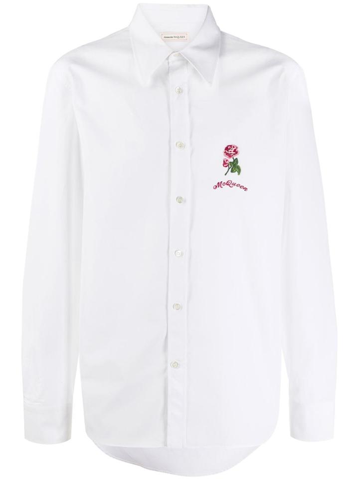 Alexander Mcqueen Rose Embroidery Shirt - White