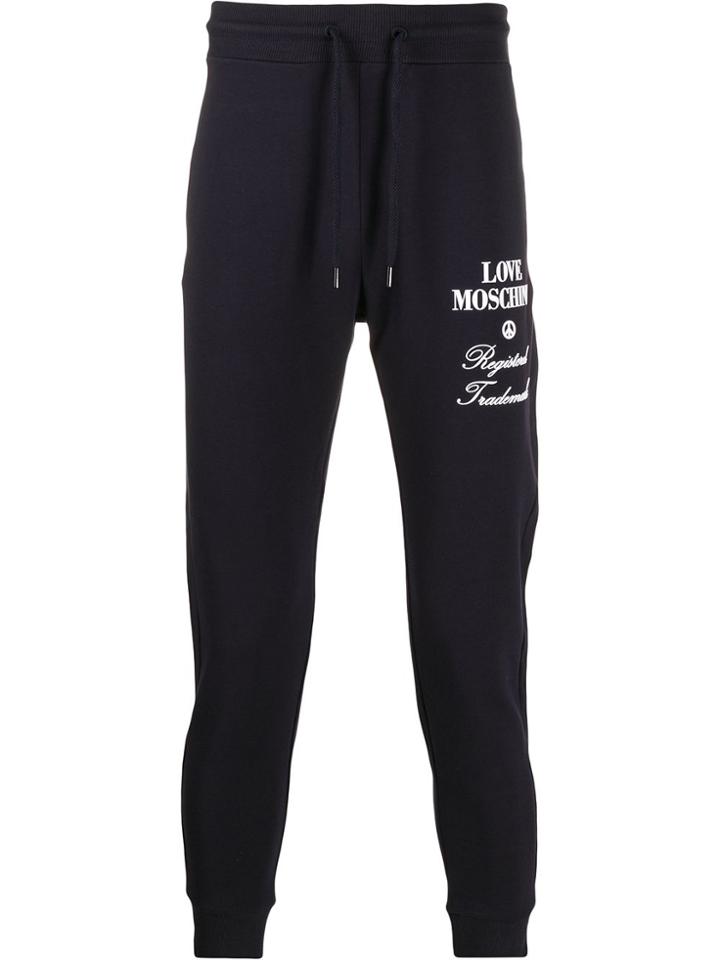 Love Moschino Pantalon Jogging Marino Logo Blanco - Blue