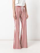 Roberto Cavalli Striped Flared Jeans, Women's, Size: 40, Red, Cotton/hemp/polyester/viscose