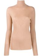 Nude Roll Neck Knitted Top - Neutrals