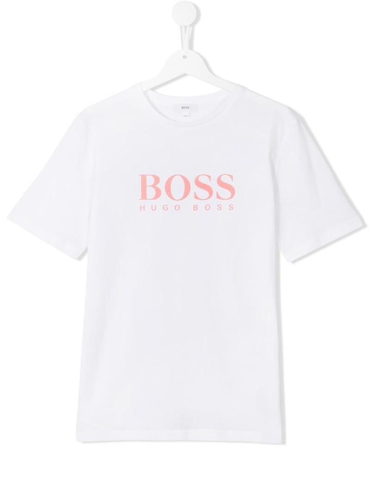Boss Kids Logo Print T-shirt, Boy's, Size: 14 Yrs, White