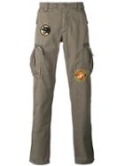 History Repeats Badge Patch Cargo Trousers, Men's, Size: 46, Green, Cotton