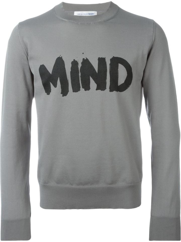 Comme Des Garçons Shirt Mind Printed Sweatshirt, Men's, Size: Medium, Grey, Polyester