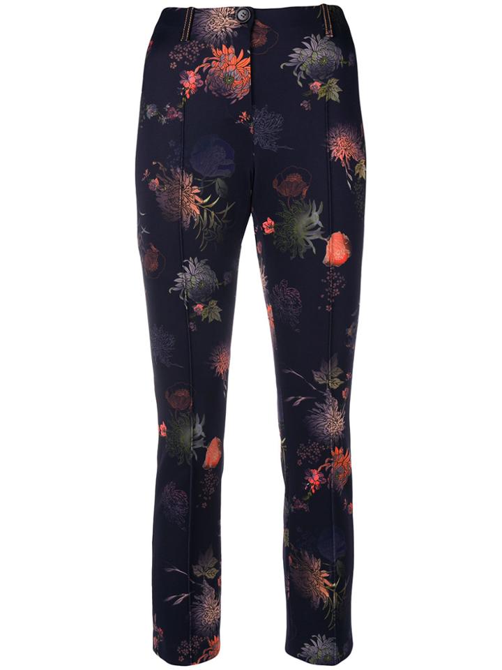 Marc Cain Floral Print Trousers - Blue