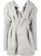 Jacquemus Oversized Stripe Jacket, Women's, Size: 36, Grey, Linen/flax/viscose/cotton