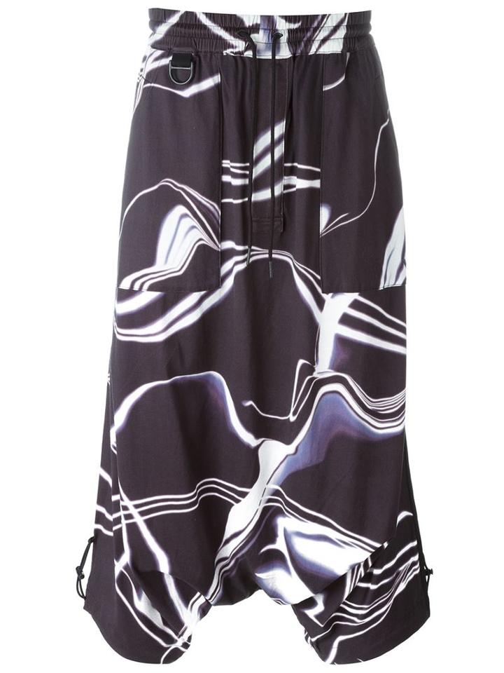 Y-3 Abstract Print Drop-crotch Trousers