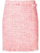 Twin-set Frayed Details Tweed Skirt - Pink