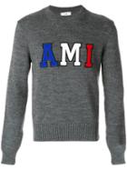Ami Alexandre Mattiussi - Ami Letters Crew Neck Sweater - Men - Merino - Xl, Grey, Merino