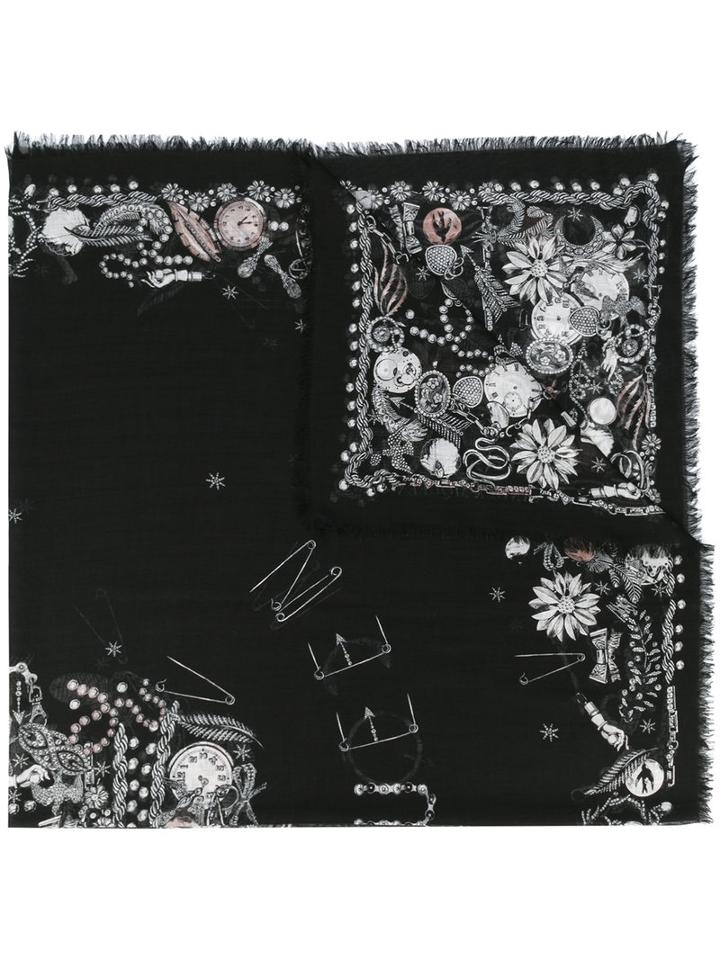 Alexander Mcqueen - Foulard Scarf - Women - Silk/modal - One Size, Black, Silk/modal