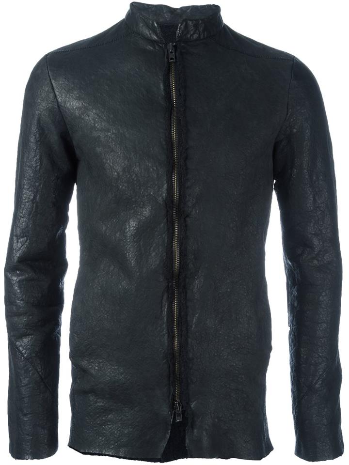 Salvatore Santoro Textured Zipped Jacket, Men's, Size: 48, Black, Sheep Skin/shearling/cotton
