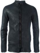 Salvatore Santoro Textured Zipped Jacket, Men's, Size: 48, Black, Sheep Skin/shearling/cotton