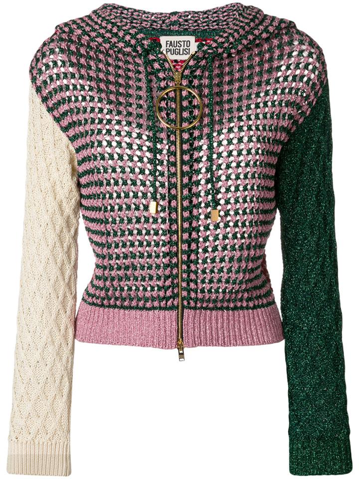 Fausto Puglisi Metallic Woven Knit Hoodie - Multicolour