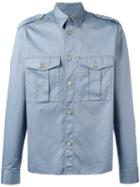 Maison Margiela Military Style Double Fastening Shirt, Men's, Size: 40, Blue, Cotton