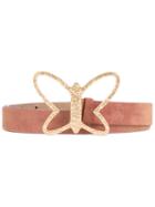 See By Chloé - Butterfly Buckle Belt - Women - Suede - S, Pink/purple, Suede