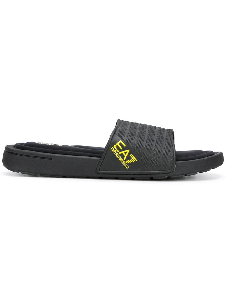Ea7 Emporio Armani Logo Strap Slides - Black