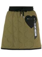 Love Moschino Black-heart Padded Skirt - Green
