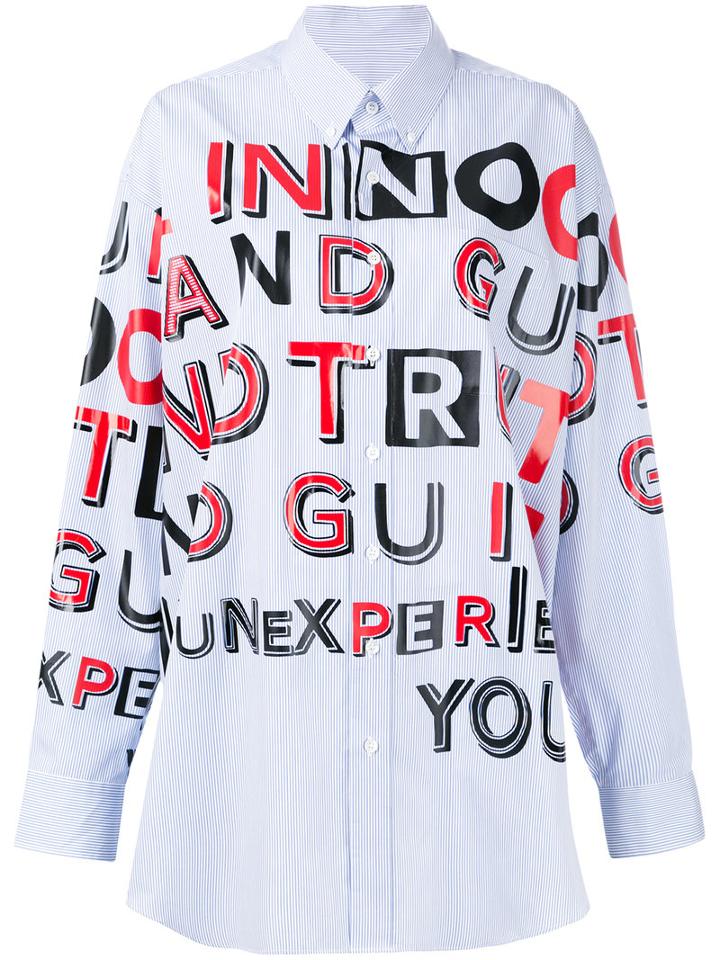Maison Margiela - Oversized Letter Print Shirt - Women - Cotton - 40, Women's, Blue, Cotton