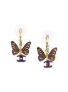 Chanel Vintage Cc Logo Butterfly Earrings