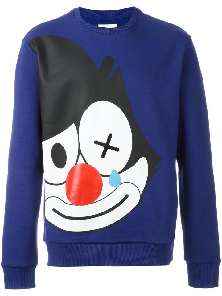 Iceberg Felix The Cat Print Sweatshirt, Men's, Size: Medium, Blue, Cotton/polyester