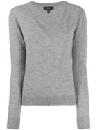 Theory Knit V-neck Sweater - Grey